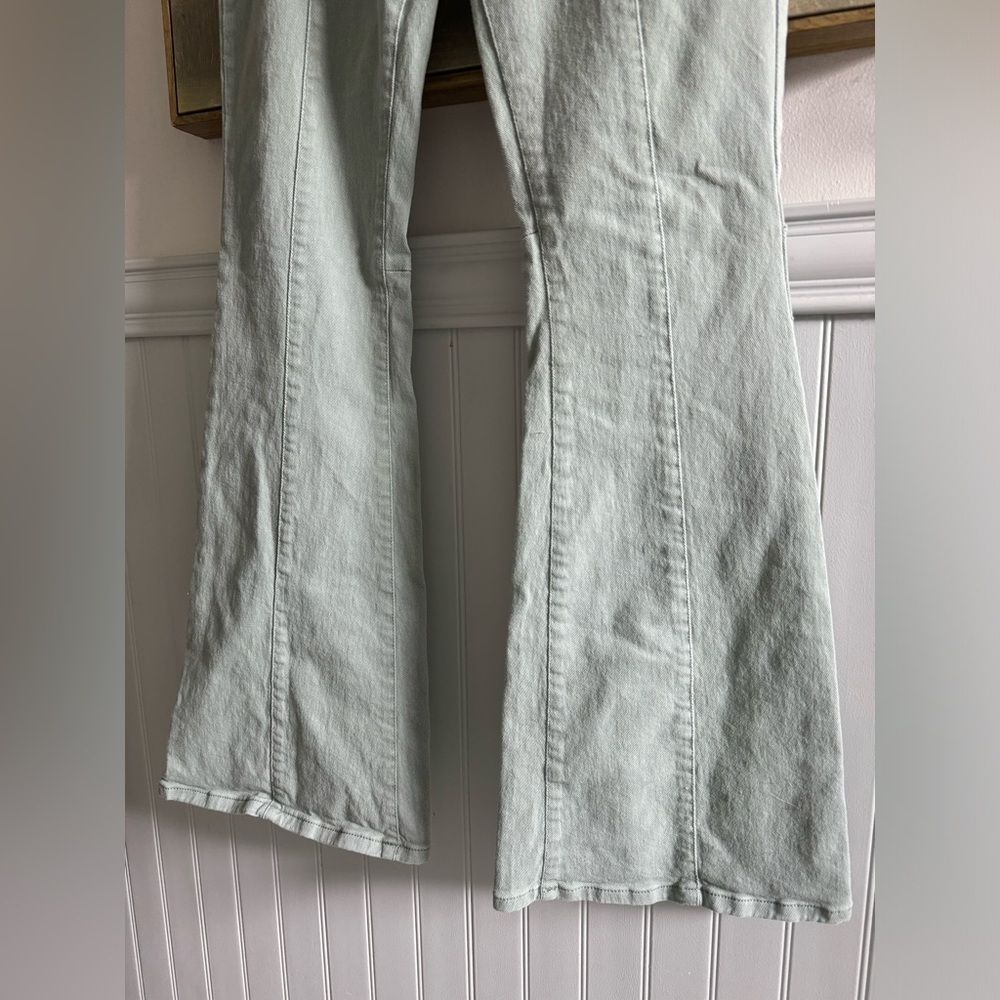 ENTYINEA Women's Flare Jeans Elastic Stretchy Cotton Denim Pants Sage Green L - Picture 6 of 10